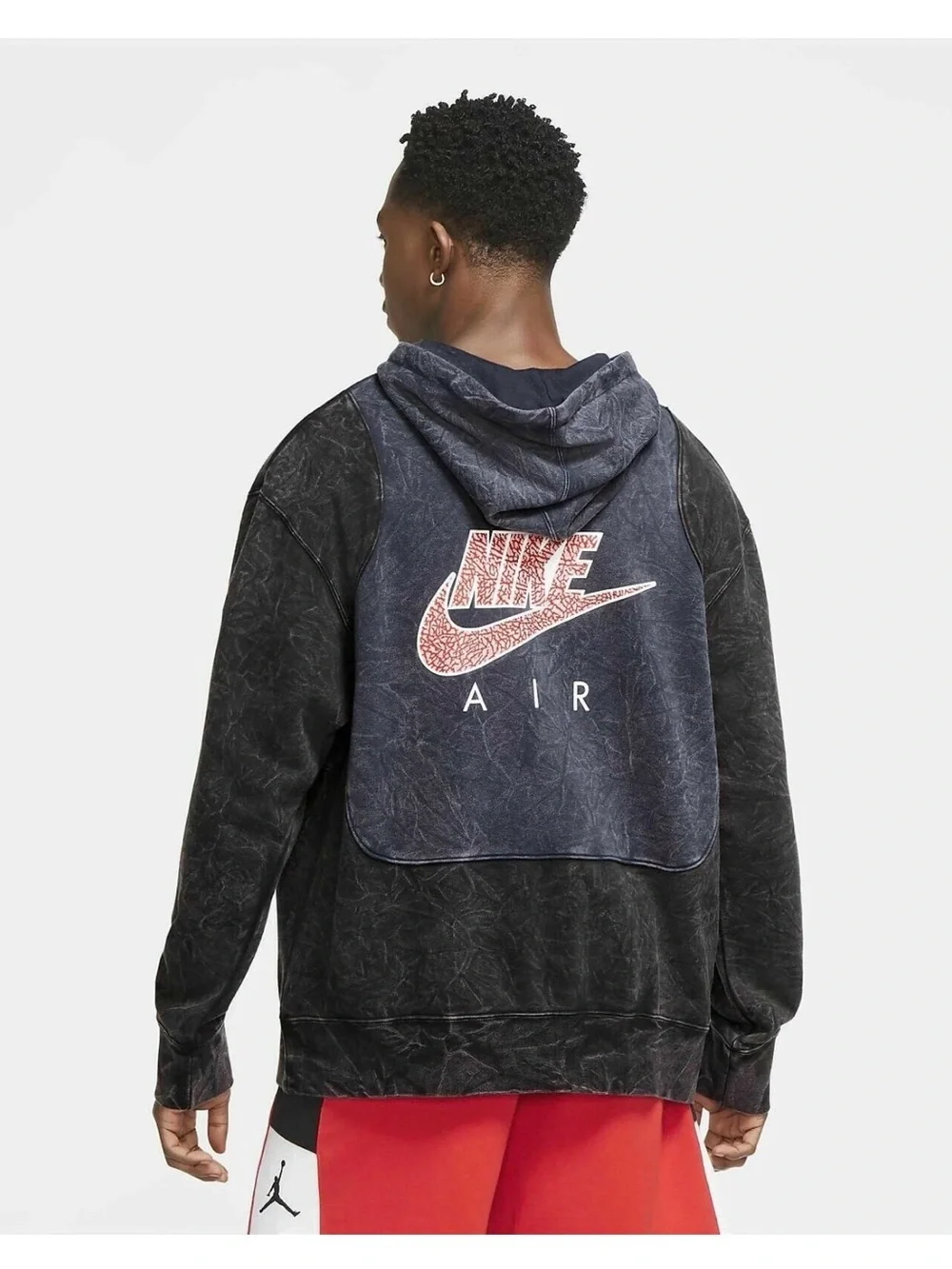 Nike Men's Jordan Legacy 1 Pullover Hoodie Black/Obsidian/Red CZ1160-010 Medium